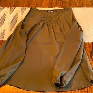New York & Co Olive Cold Shoulder Blouse